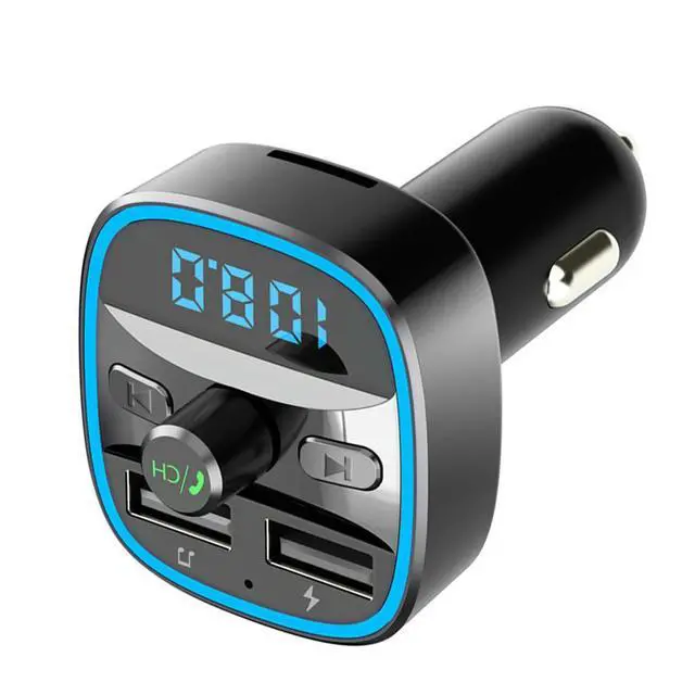 Alt view image 2 of 4 - Classic Texture Portable Practical Car Bluetooth-compatible 5.0 FM Modulator Transmitter Multi-functional Charger MP3