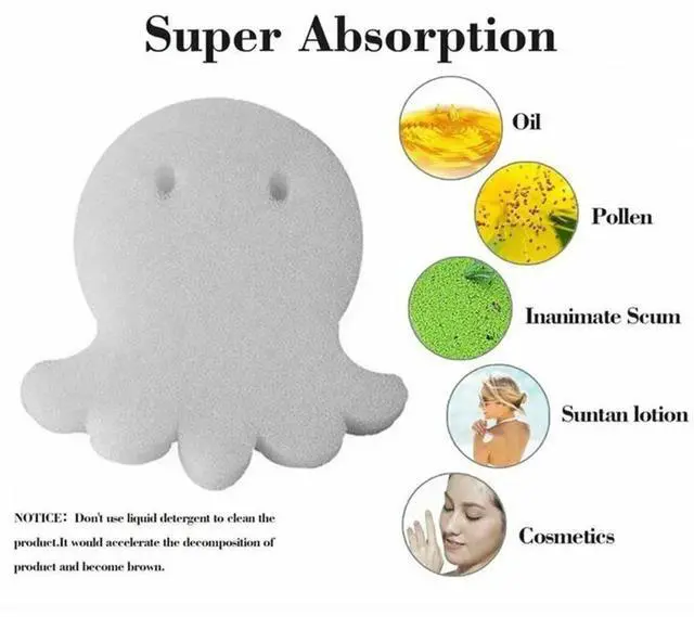 Alt view image 4 of 4 - 6pcs SPA Scum Floating Cleaner Swimming Pool Octopus Oil Absorbing Filter Sponge Terrarium Fish Tank Filter Accessories