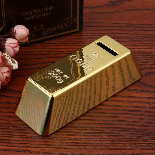 Alt view image 3 of 4 - Gold Bullion Bar Piggy Bank Simulation Saving Money Box Creative Novelty Small Size Portable for Kids Children Birthday Gifts