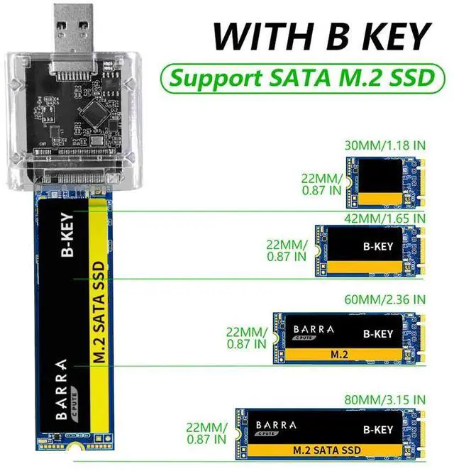 Alt view image 4 of 7 - M2 SSD Case M.2 to USB3.0 Gen 1 5Gbps High-speed SSD Enclosure for SATA M.2 NGFF