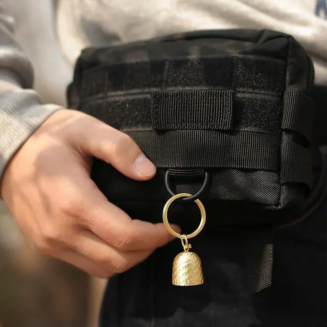 Alt view image 4 of 4 - Brass Key Chain Bell l Bell Pendant Multifunction Outdoor Brass Wind Chime Exquisite Hanging Keyring Decoration for Car Dog