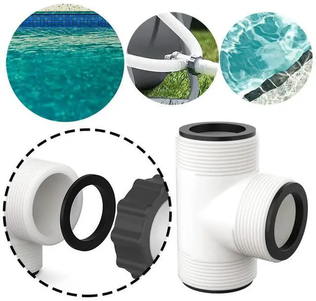 Main image of Pool Hose T Splitter with 3 L Rings Pool Hose Extender Controlling Flow Threaded Inlet Pump Adapter for 1.5 Inch Pool Pump Hose