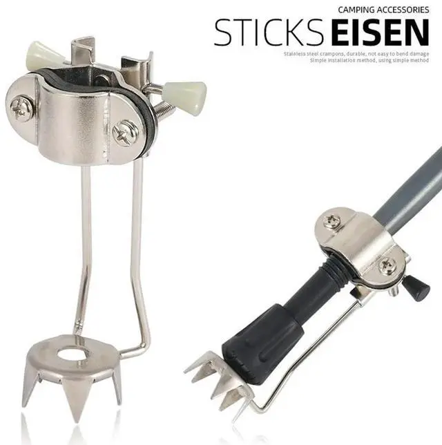 Alt view image 3 of 4 - Walking Claw Crampon Stainless Steel Climbing Ice Crutches Anti-skid Non Slip for Winter Outdoor Snow for Mountaineering