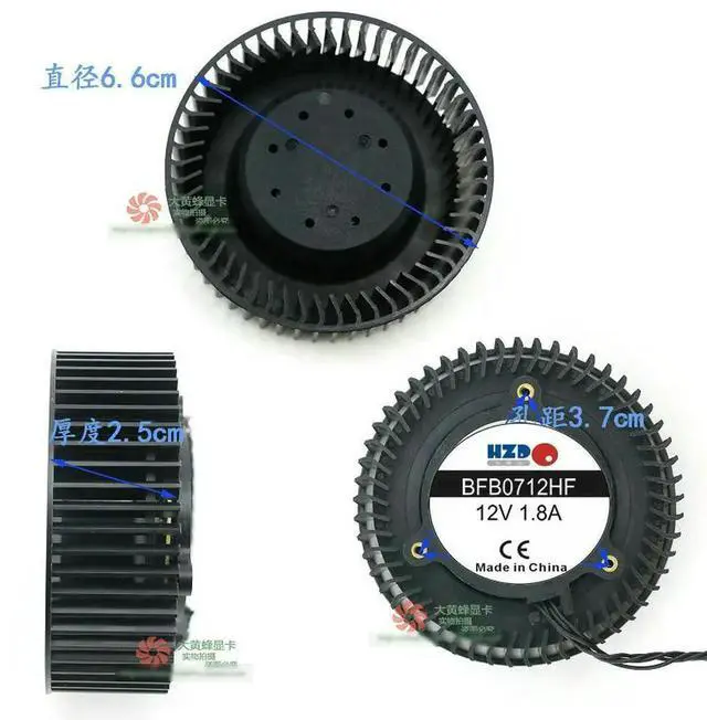 Alt view image 2 of 2 - for GTX1080ti  GTX1080  GTX1070ti GTX1070 GTX1060 GTX1050 Graphics Video Card  Blower Fan BFB0712HF laptop heat skin