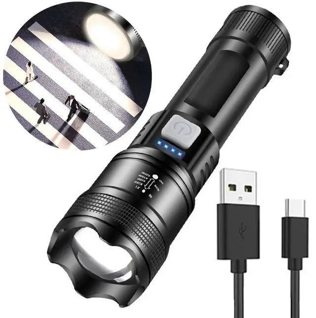 Alt view image 2 of 7 - XHP50 Handheld LED Flashlight Power Display Super Bright Flashlight 300LM Powerful Zoom Lamp Mobile Power Bank for Power Outages