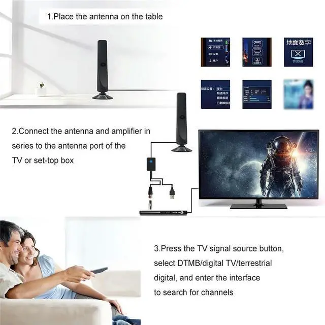 Main image of TV Digital Antenna with Signal Booster HD Antenna 50 Miles Range Suction Cup TV Antenna 25DBI Plug Play for Digital TV