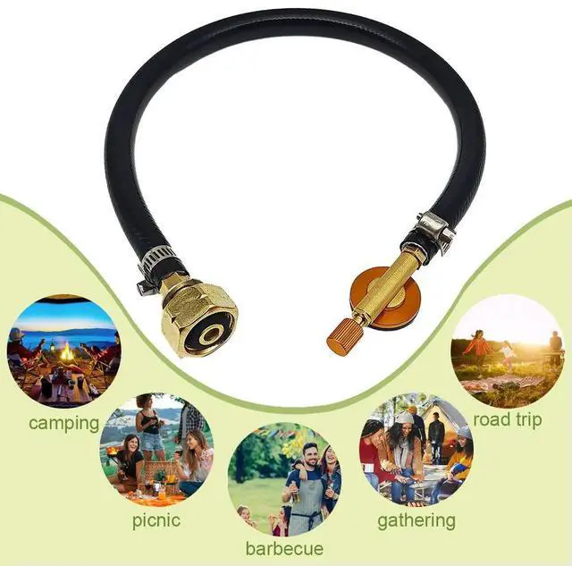 Alt view image 4 of 4 - Outdoor Camping Gas Stove Gas Refill Adapter with Valve Gas Flat Tank Coupler Gas Adapter Connection Hose for Camping Hiking