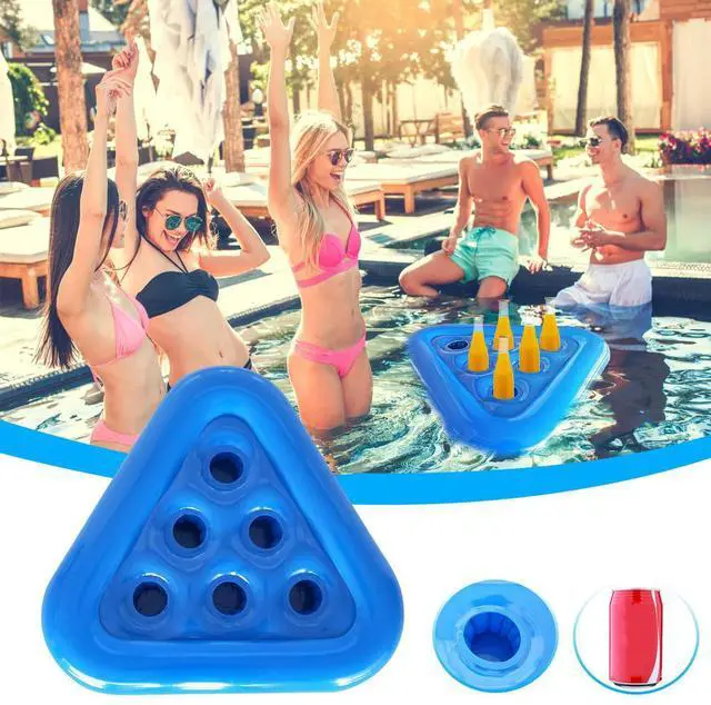 Alt view image 2 of 4 - PVC Floating Inflatable Triangle Drinks Cup Holder Swimming Pool Floats Table Bar Tray Coasters for Water Sports