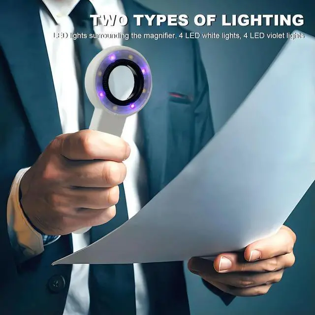 Alt view image 3 of 4 - 60X Illuminated Magnifying Glass Power Display Portable Lighted Magnifier Wear Resist Lightweight Luminous Magnifier for Elderly