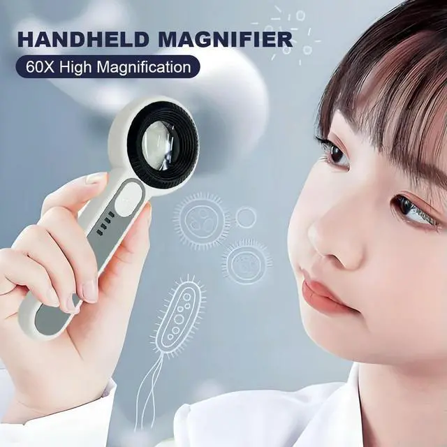Alt view image 2 of 4 - 60X Illuminated Magnifying Glass Power Display Portable Lighted Magnifier Wear Resist Lightweight Luminous Magnifier for Elderly