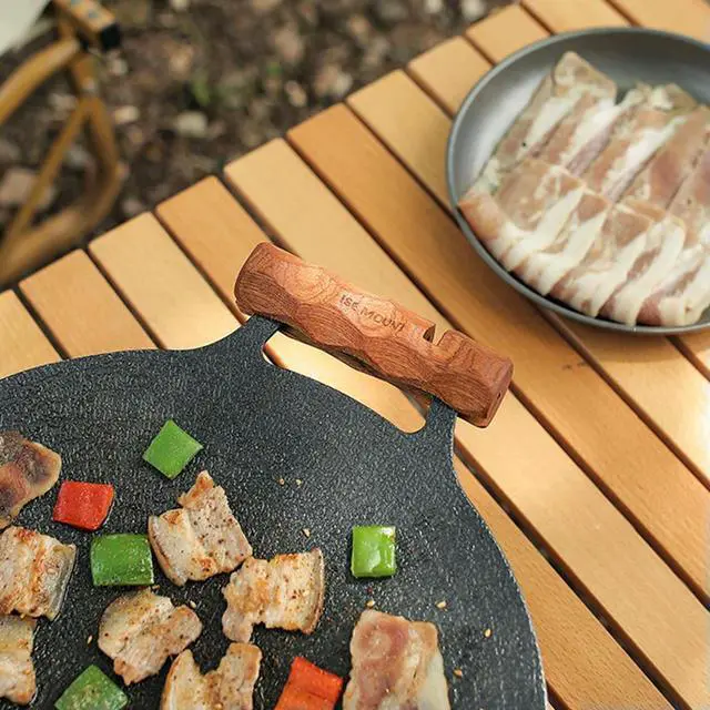 Alt view image 4 of 4 - 2Pcs Heat Resistant Hot Pan Handle Holder Pan Holder Wood Insulated Grip Replacement for Sauce Grill Pan Griddle Outdoor Camping