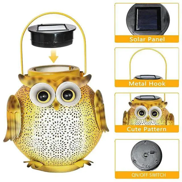 Alt view image 4 of 4 - Iron Art Garden Decorative Light Owl Outdoor Solar Lantern 600mAh Hollow Owl Shape Light Warm Light Villa Garden Decoration Lamp