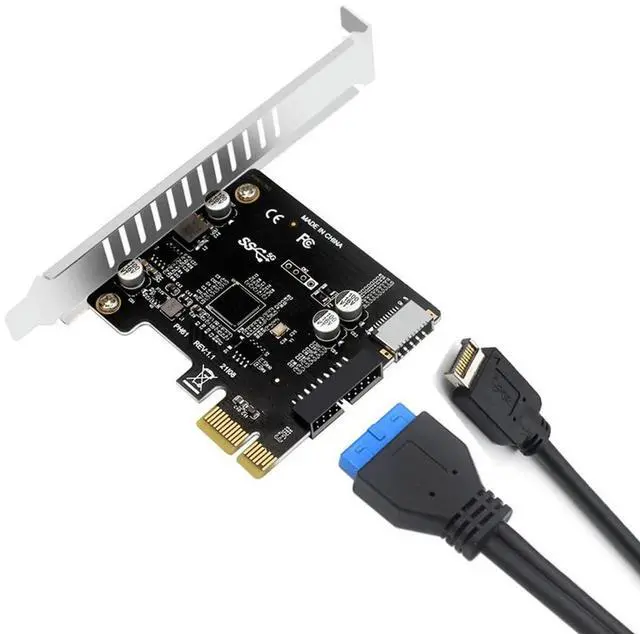 Alt view image 4 of 7 - Computer PCI-E To USB 3.0 PCIE Expansion Controller Card 19PIN PCI-E To USB 3.0 TYPE-E Expansion Card