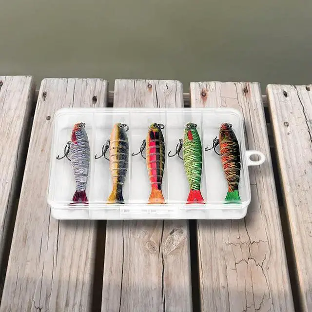 Alt view image 4 of 4 - 5Pcs Multi Jointed Swimbait with Trehooks Multi-Section Hard Bait Jointed Artificial Bait Jointed Crankbait for Pike Bass Trout