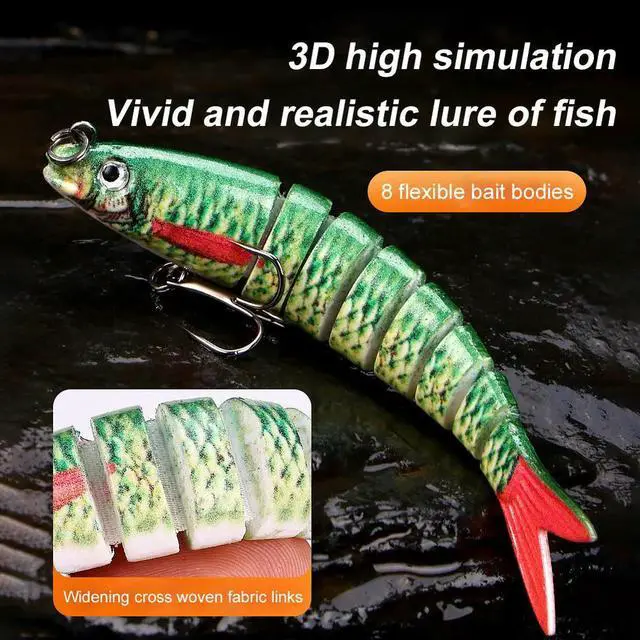 Alt view image 2 of 4 - 5Pcs Multi Jointed Swimbait with Trehooks Multi-Section Hard Bait Jointed Artificial Bait Jointed Crankbait for Pike Bass Trout