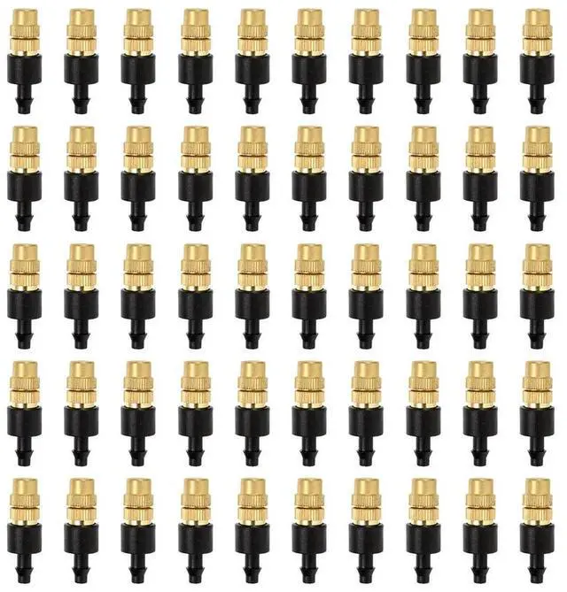 Alt view image 2 of 7 - 50Pcs Misting Nozzles Adjustable Brass Spray Nozzle Garden Hose Sprinkler Head Atomizing Nozzle for Gardening Watering