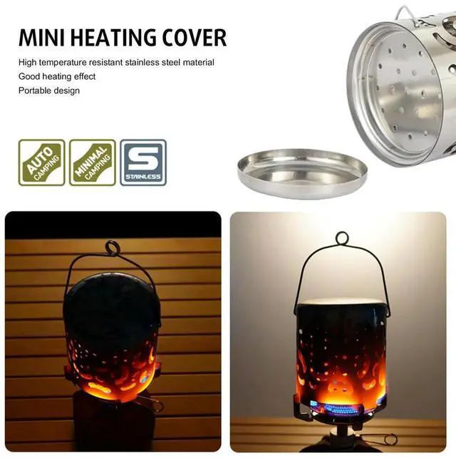 Alt view image 4 of 4 - Stainless Steel Camping Mini Heater Tent Heating Cover Camping Heated Stove for Outdoor Backpacking Hiking Traveling BBQ