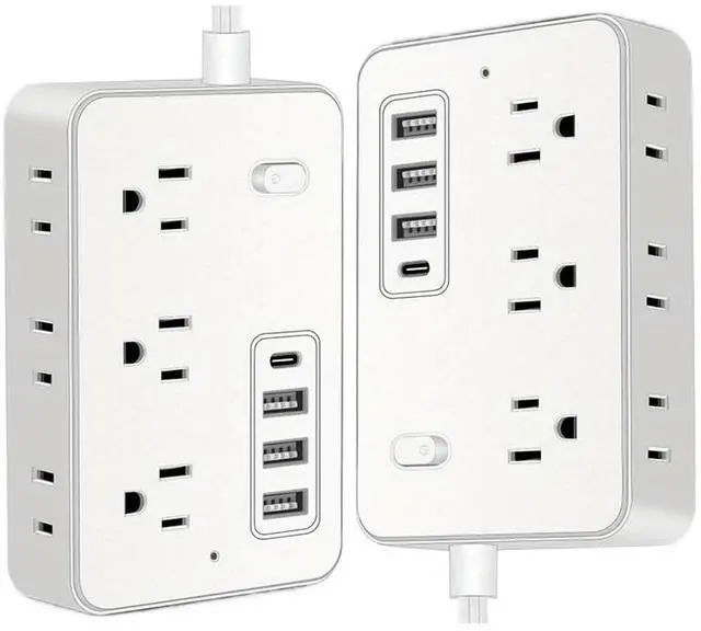 Main image of 5Ft Surge Protector Power Strip 6 AC Outlets Desk Charging Station 4 USB Ports(1 USB C) Power Adapter for Desktop Charging