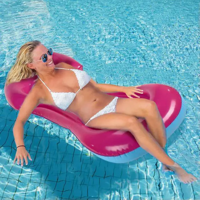 Alt view image 4 of 7 - Inflatable Floating Mattress Row Folding Swimming Beach Chair Water Pool Party Float Bed Party  Lounge Bed for Swimming