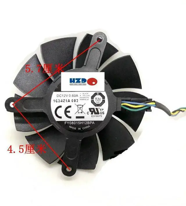 Main image of HZDO FY08015H12BPA 75mm Graphics/Video Card Cooler Fan Replacement 45mm*56mm*69mm  4Pin for GTX560 GTX560TI