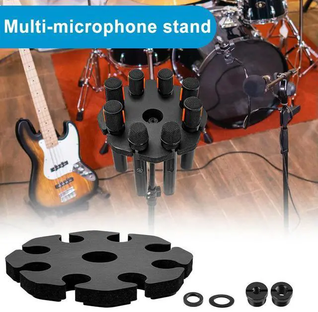Main image of 8-Slot Mic Stand Mount Detachable Multi Microphone Rack Wear Resist Microphones Organizer Microphone Accessories