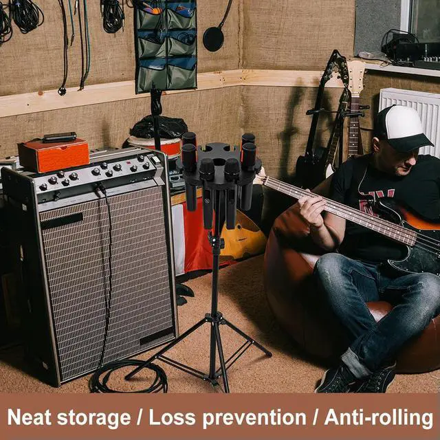 Alt view image 2 of 7 - 8-Slot Mic Stand Mount Detachable Multi Microphone Rack Wear Resist Microphones Organizer Microphone Accessories