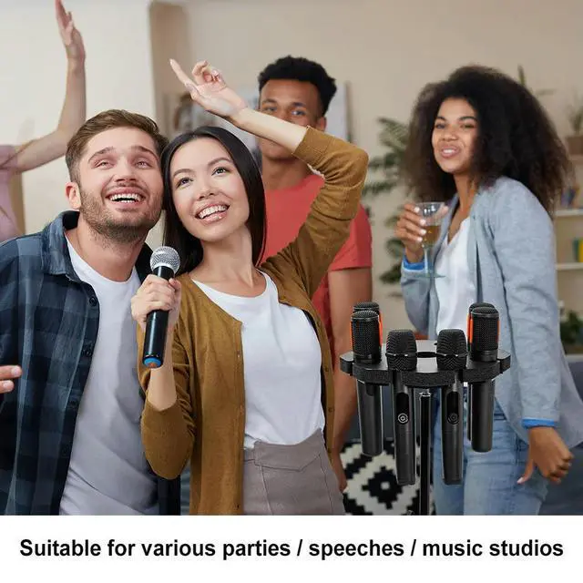Alt view image 3 of 7 - 8-Slot Mic Stand Mount Detachable Multi Microphone Rack Wear Resist Microphones Organizer Microphone Accessories