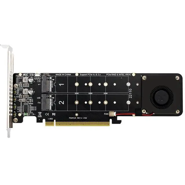 Alt view image 2 of 4 - PCIeX16 To M.2 NVMe SSD Adapter Card M Key 4 NVME Expansion Card M2 NVME Extended Card Support SSD 2280/2260/2242/2230