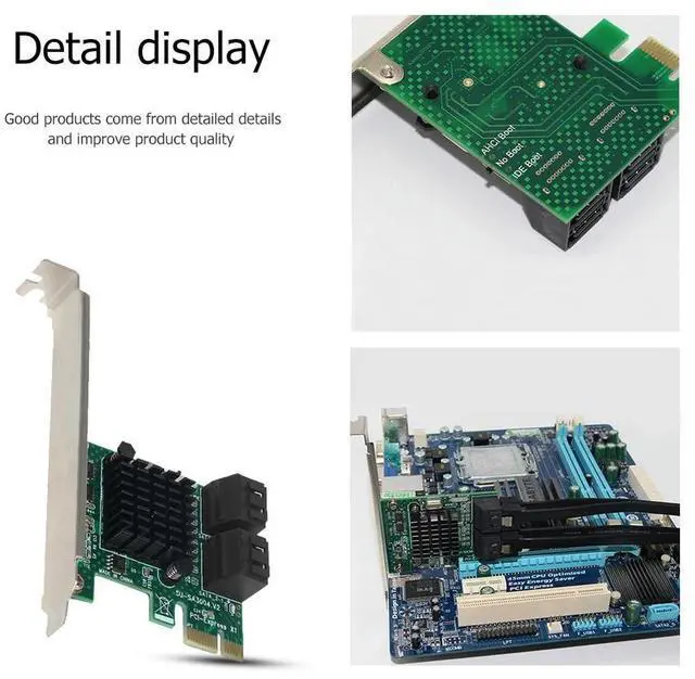 Alt view image 4 of 4 - 6Gbps PCI-E 1X SATA3.0 4 Port Expansion Card PCI Express Riser Adapter Card Desktop for Extenders