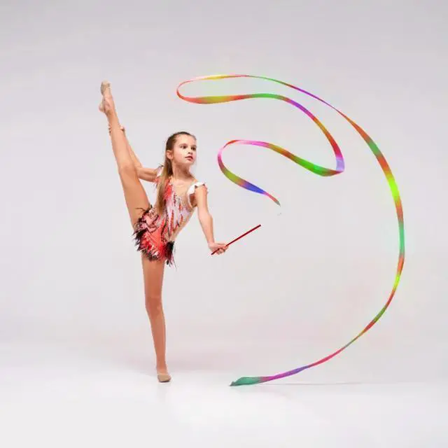 Alt view image 5 of 7 - 2m Gymnastics Colored Ribbons Gradient Colorful Gym Ribbons l Eyelet Rhythmic Gymnastics Ribbons for Holiday Decorations