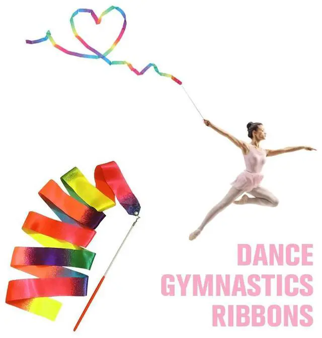 Alt view image 7 of 7 - 2m Gymnastics Colored Ribbons Gradient Colorful Gym Ribbons l Eyelet Rhythmic Gymnastics Ribbons for Holiday Decorations