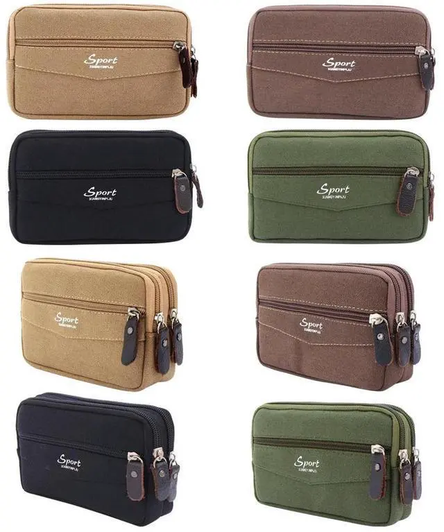 Alt view image 6 of 7 - 6.5 inch Men Belt Bags Large Capacity Multifunction Sports Belt Bag Portable Canvas Multi-Pockets Zipper Solid Color for Fitness