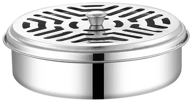 Alt view image 6 of 7 - Mosquito Spiral Holder Box Stainless Steel Anti Mosquito Spiral Box with Lid Mosquito Incense Holder for Outdoor Travel
