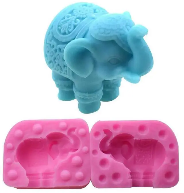 Alt view image 5 of 7 - Elephant Silicone Mold Resin Casting Mold Cute Clay Mold 3D Animal Mold for Candle Soap Fondant Chocolate Polymer Clay