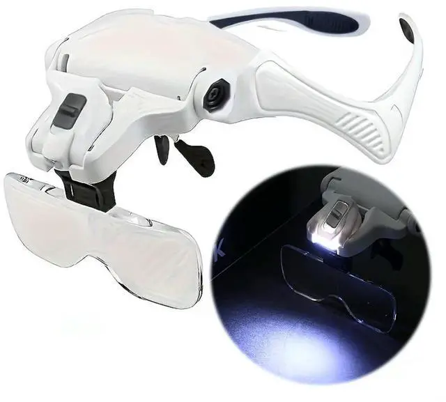 Alt view image 5 of 7 - LED Head Magnifier Powered Hands Free Headband Magnifying Glasses Lighted Magnifying Glasses Head Mount Magnifying Glass