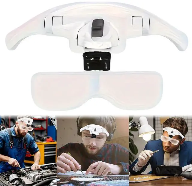 Alt view image 6 of 7 - LED Head Magnifier Powered Hands Free Headband Magnifying Glasses Lighted Magnifying Glasses Head Mount Magnifying Glass