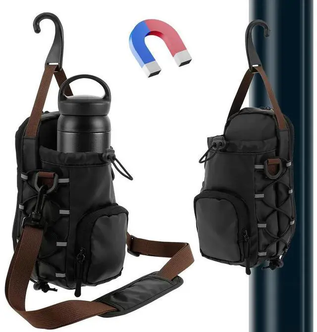 Alt view image 6 of 7 - Magnetic Gym Chest Pouch with Bottle Holder Gym Crossbody Bag Gym Bottle Carrier Bag for Gym Sports Travel Carry-on Items