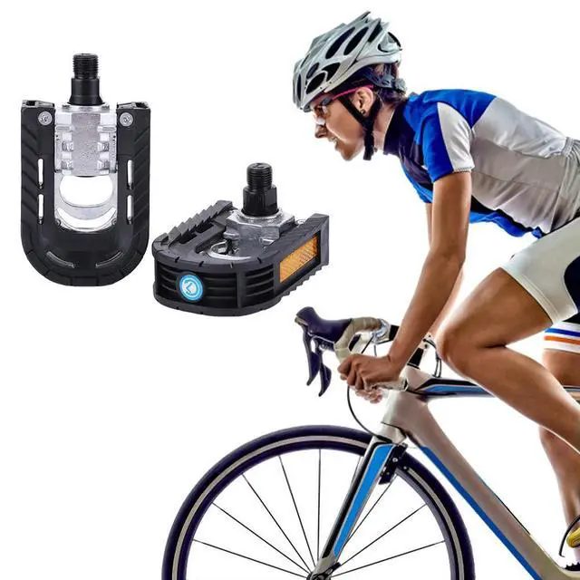 Alt view image 5 of 7 - Mountain Bike Pedals with Safety Reflective Sheet Bicycle Flat Pedals Aluminum Alloy Cycling Sports Pedals Bicycle Accessories