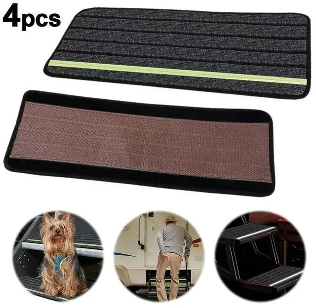 Alt view image 6 of 8 - 4 Pack Camper Rug Carpet Set Non-Slip RV Stair Covers Reflective RV Step Rugs for Outdoor Adventures