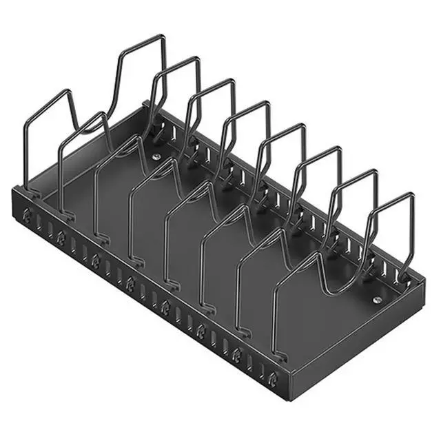 Alt view image 5 of 8 - Pull Out Pot Lid Holder with 8 Adjustable Dividers Sliding Dish Drying Shelf Slide Out Pot Pan Organizer for Under Cabinet