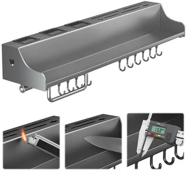 Alt view image 3 of 8 - 60CM Hanging Rack Punch-Free l Rack Space-Saving Spice Organizer for Chopsticks Spoons Shovels Organize