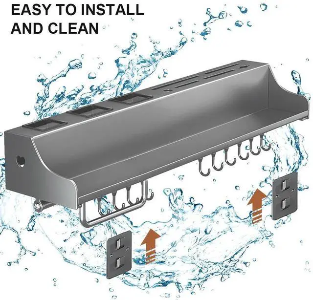 Alt view image 4 of 8 - 60CM Hanging Rack Punch-Free l Rack Space-Saving Spice Organizer for Chopsticks Spoons Shovels Organize