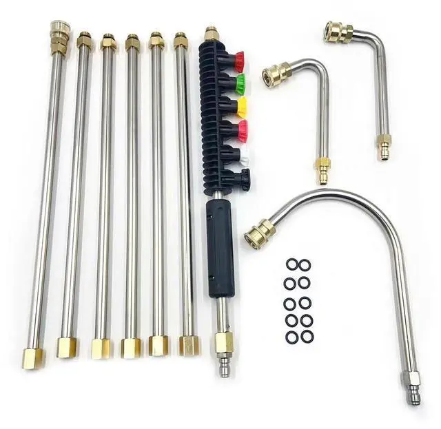 Main image of 10Pcs High Pressure Washer Wand Set Pressure Washer Lance Extension High Pressure Water Gun Extension with 6 Adjustable Nozzles
