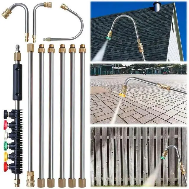 Alt view image 2 of 8 - 10Pcs High Pressure Washer Wand Set Pressure Washer Lance Extension High Pressure Water Gun Extension with 6 Adjustable Nozzles