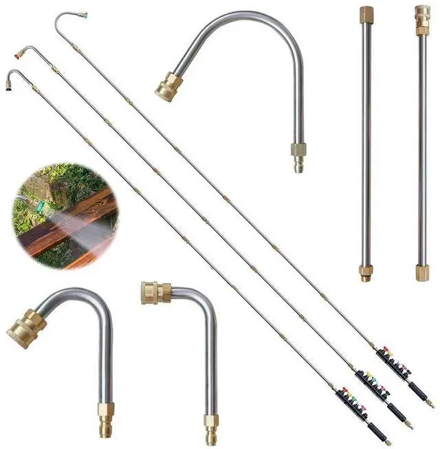 Alt view image 3 of 8 - 10Pcs High Pressure Washer Wand Set Pressure Washer Lance Extension High Pressure Water Gun Extension with 6 Adjustable Nozzles