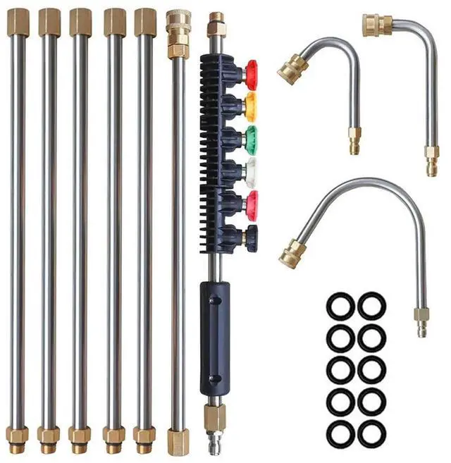 Alt view image 4 of 8 - 10Pcs High Pressure Washer Wand Set Pressure Washer Lance Extension High Pressure Water Gun Extension with 6 Adjustable Nozzles