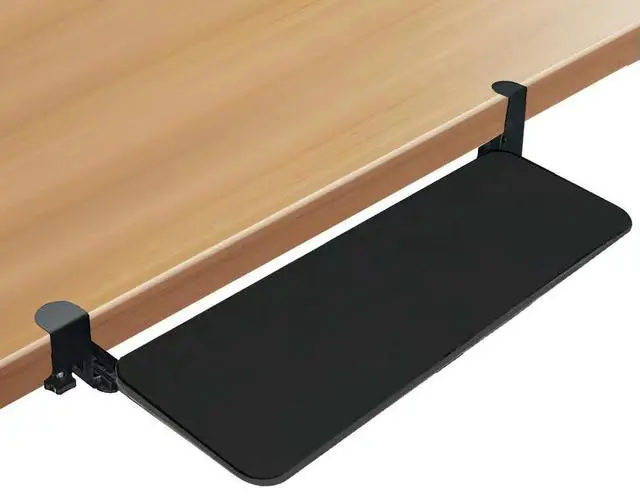 Alt view image 4 of 8 - Keyboard Tray Under Desk with C Clamp Mount Clamp-On Keyboard Tray Under Desk Keyboard Drawer Slide-Out Platform Computer Drawer