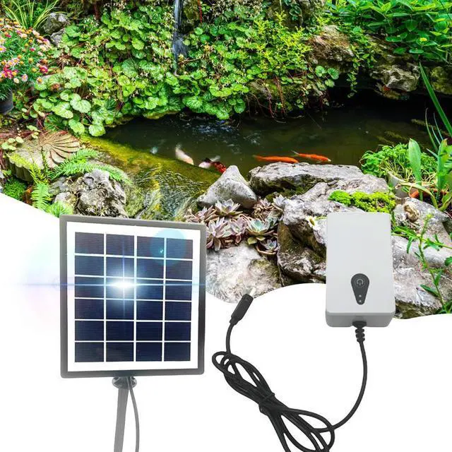 Alt view image 2 of 7 - 6V 2W Solar Oxygen Pump Powered Aquarium Oxygen Aerator Air Pump Solar Oxygenator for Garden Fish Tank Outdoor Pool Pond