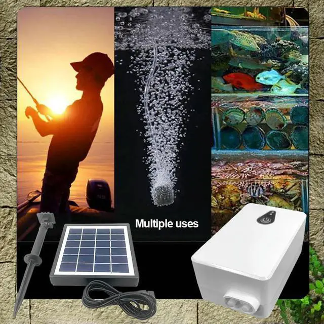 Alt view image 4 of 7 - 6V 2W Solar Oxygen Pump Powered Aquarium Oxygen Aerator Air Pump Solar Oxygenator for Garden Fish Tank Outdoor Pool Pond