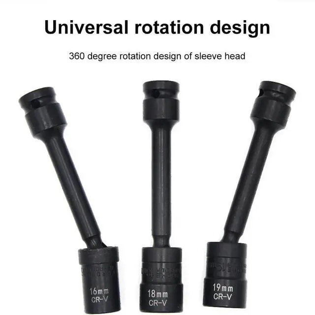Alt view image 4 of 8 - 7 Piece 1/2 Inch Drive Impact Driver Extension Bar Set with Universal Swivel for Auto Repair and Home Use